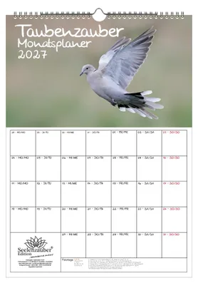 Produktbild von Taubenzauber Planer DIN A3 Kalender für 2027 Vogel - Seelenzauber
