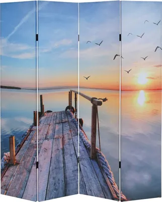 Produktbild von Foto-Paravent T234, Paravent Trennwand MVG- 180x160cm - Sonnenuntergang