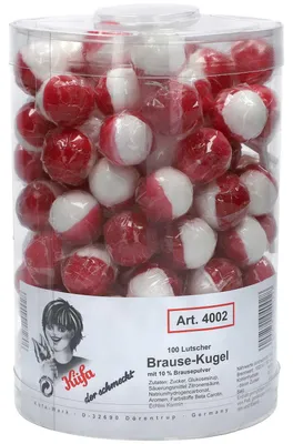 Image de Küfa sucettes effervescentes, sucettes, sucettes effervescentes, avec poudre effervescente, friandise, rouge, 100 pièces, 4002