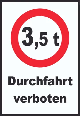 Produktbild von Durchfahrt verboten 3,5 Tonnen Schild A4 (210x297mm)