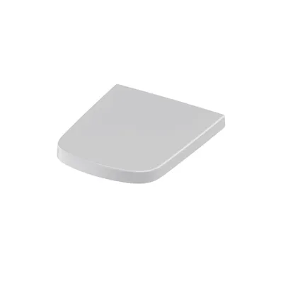 A white toilet seat lid is shown from a slightly elevated angle against a white background.