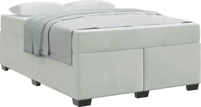 Image de Cadre de lit avec matelas Gris clair 160 x 200 cm tissu
