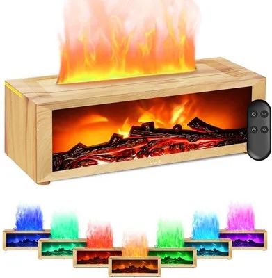 Produktbild von Holzdiffusor mit Flammeneffekt und farbwechselnder LED-Beleuchtung