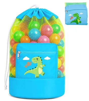Produktbild von Sandspielzeug Tasche - Faltbarer Mesh-Rucksack - Für Strand Schwimmbad und Picknick - Blau