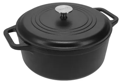 Obrázok produktu pre Hliníkový hrniec s indukčným dnom, smaltovaný, priemer 27 cm, objem 5,7 l, vhodný na sporák, gril a do rúry