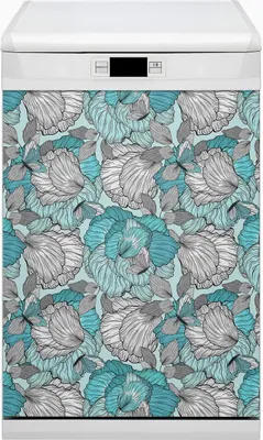 Produktbild von Küche Magnet für Spülmaschine  Abwaschbar 45x80 cm Geschirrspüle  - Blumen kritzeln