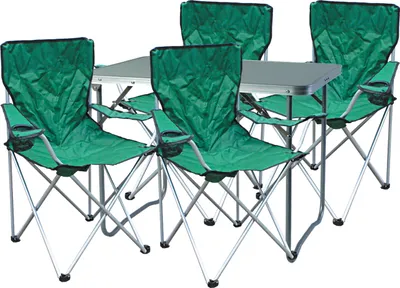 5-teiliges Campingmöbel Set Grün 4x Stuhl inkl. Tasche + 1x Tisch