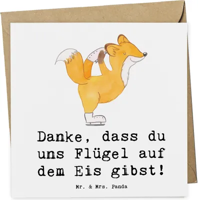 Produktbild von Mr. & Mrs. Panda Glückwunschkarte Eiskunstlauf Trainerin Danke - Weiß - Geschenk, faltkarte, Danksagung, doppelkarte, Grußkarte, anlasskarte, Durchhaltevermögen, Sprung