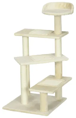 Zdjęcie produktu dla Drzewko dla kota, kolor beżowy, drapak o wysokości 100 cm, platforma widokowa, słupki z sizalu. | Do 10 kg | 8,7 kg | 50 x 50 x 100 cm