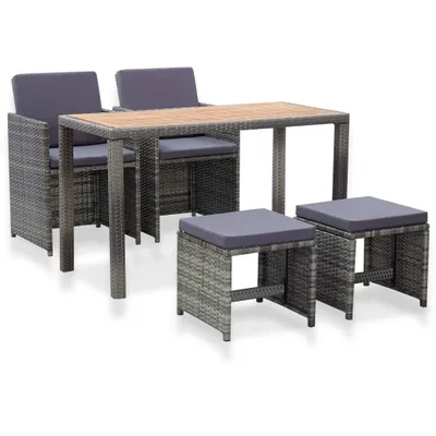 Image de Ensemble à manger d'extérieur 5pcs Rotin bois acacia Anthracite