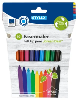 Obrázek produktu pro Stylex 64105 Vláknité pastelky, 10 kusů, recyklované