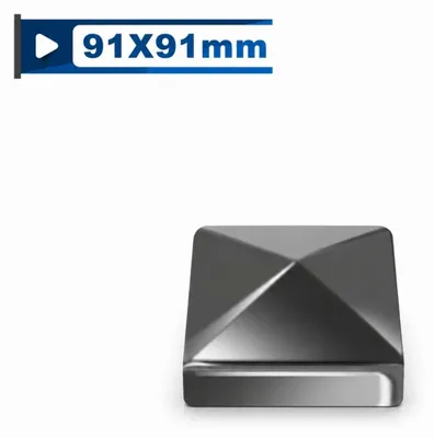 Zdjęcie produktu dla Eikuavons, 2 sztuki, nakładka na słup o wymiarach 91x91 mm, kolor srebrny, nakładka piramidowa wykonana z żelaza, osłona do drewnianych słupów i ogrodzeń