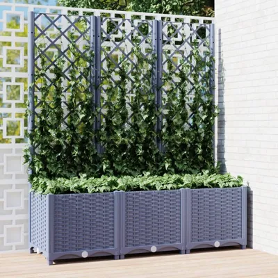 Produktbild von vidaXL květináč s mříží modrošedý 120x40x136 cm PP