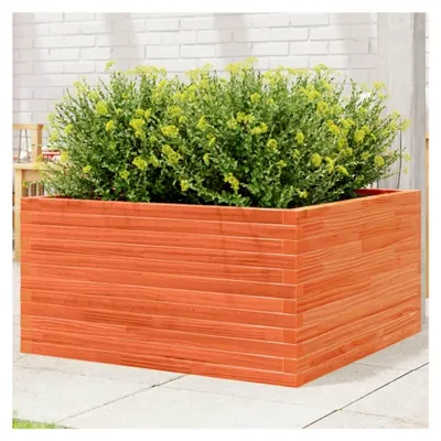 Produktbild von Pflanzkübel aus kesseldruckimprägniertem Kiefernholz, Wachsbraun, Hochbeet für Garten/Balkon, 90x90x46 cm