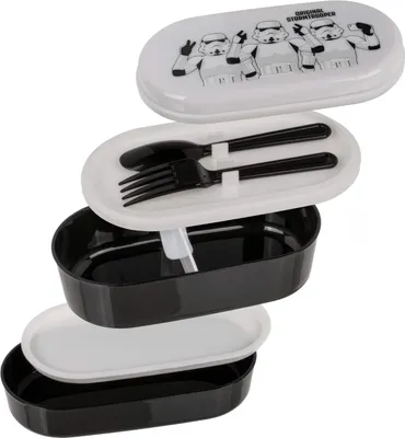 Produktbild von Brotdose Stormtrooper 2 Fächer mit Besteck Lunchbox Snackbox