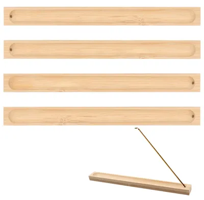 4 Bambus Räucherstäbchenhalter, 23 cm, Holzfarbe