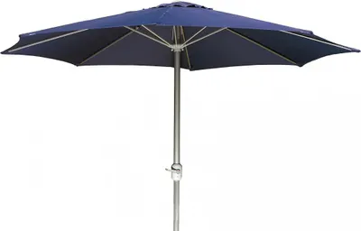 Produktbild von Sonnenschirm 3m Blau mit Kurbel, 180g/m² Polyesterstoff, Aluminiumgestell