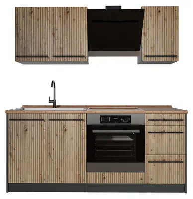 Imagen del producto de Cocina para solteros Vicco R-Line Roble artesanal/Antracita 180 cm encimera Roble dorado, Model 66974