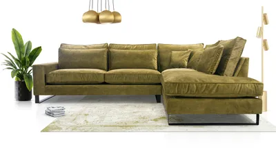 Image de AX LIVING Vert olive Canapé d'angle vert Castellio Salon L Form 314 D