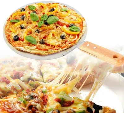 Produktbild von Pizzaschaufel Pizzaheber Pizzaschieber Edelstahl mit Holzgriff Aluminium und Kiefernholz