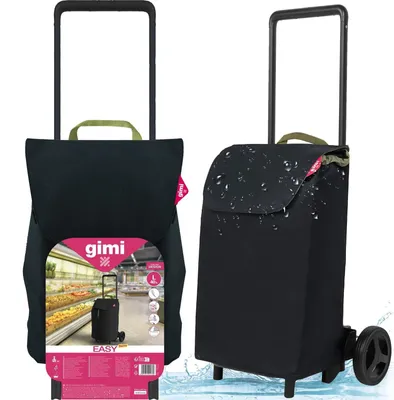 Zdjęcie produktu dla Wózek na zakupy gimi easy składany torba zakupowa na kółkach czarna 42 l lekki stalowy premium