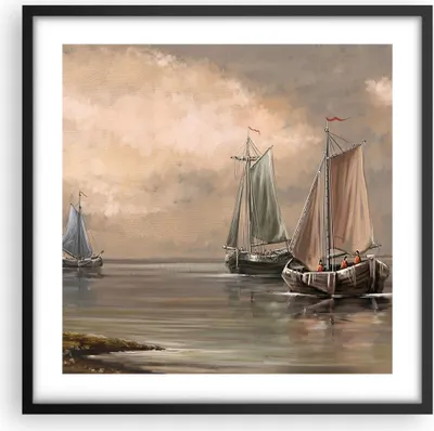 Produktbild von Gerahmtes Poster - Schwarzer Rahmen - Meer Boot Fischer - 50x50 cm - Wand Bild - Wanddeko - Wandbilder - Kunstposter - Wandposter - Bilderrahmen - Bilder - Kunstdruck - Wandbild - P2BAC50x50-3514