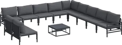 Immagine prodotto di vidaXL Set di divani da giardino con cuscini 12 pezzi in acciaio nero