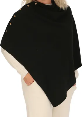 Produktbild von irisaa Damen Feinstrick Poncho, Strick Cape Cardigan für Frauen, Ärmellos und Rundhals, Italy