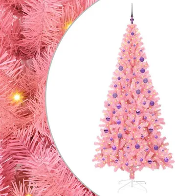 Image de vidaXL Arbre de Noël avec 300 LED avec support Rose 180 cm PVC