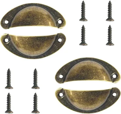 Produktbild von (Bronzefarben) Muschelgriff, 4 Stück Retro-Muschelgriffe, Schubladengriffe, Möbelgriffe, für Kleiderschränke, Schränke, Schubladen
