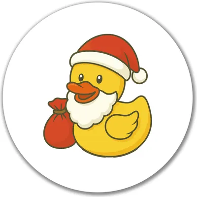 Produktbild von Huuraa Aufkleber Quietscheente Weihnachtsmann Comic Gummiente 10cm rund Sticker Geschenkidee