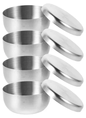 Produktbild von Edelstahl-Rasierseifenschalen mit Deckel, 8,5 cm, rund, 4 Stück
