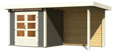 Produktbild von Gartenhaus Kandern 2 inkl. 235cm Schleppdach und Rückwand - 28mm-244 x 204 cm- terragrau