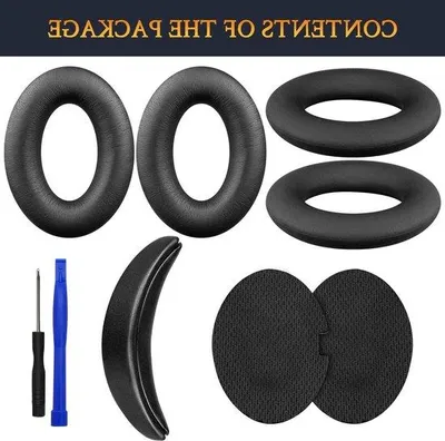 Produktbild von Ersatzset für Ohrkissen, Stirnband und Silikonhülle für Over-Ear Kopfhörer - Geeignet für Bose QuietComfort 15 und 2 - Schwarz