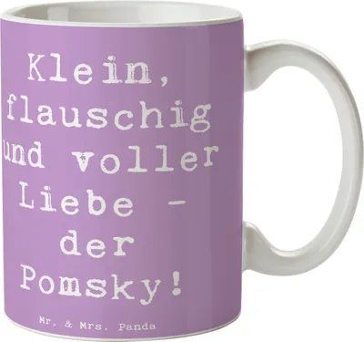 Produktbild von Mr. & Mrs. Panda Kaffeetasse Spruch Flauschiger Pomsky - Lavendeltraum - Geschenk, intelligenter Hund, liebenswert, Kaffeebecher, Familienhund, klein, Tasse, Trinkbecher