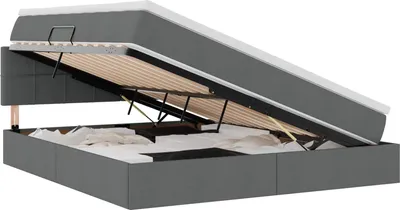 Obrázek produktu pro Postel s úložným prostorem a matrací Tmavě šedá 180 x 200 cm