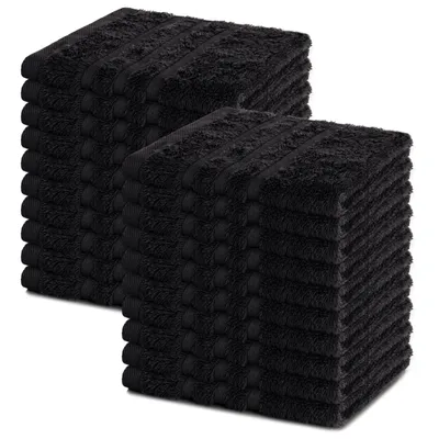 Zdjęcie produktu dla Zestaw 20 ręczników Lavea® 30 x 30 cm, 100% bawełna frotte, ręczniki dla gości i myjki, można prać w temperaturze 60°C, seria Elena, łazienka i toaleta dla gości, czarny