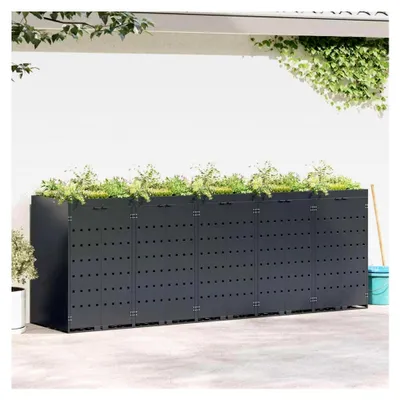Produktbild von Wagenmüllbehälter für 5 Behälter in Anthrazit, Mülltonnenbox für Garten und Gewerbeflächen