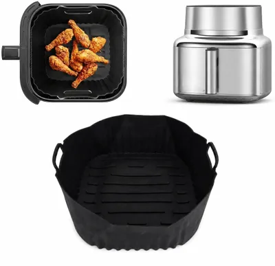 Silikon-Backform für Heißluftfritteuse 6,2 l, 20 x 20 x 7,5 cm, schwarz