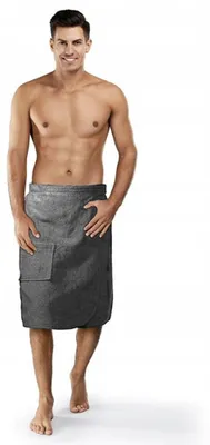 Obrázek produktu pro Szary ręcznik męski kilt do sauny XL z mikrofibry szybkoschnący