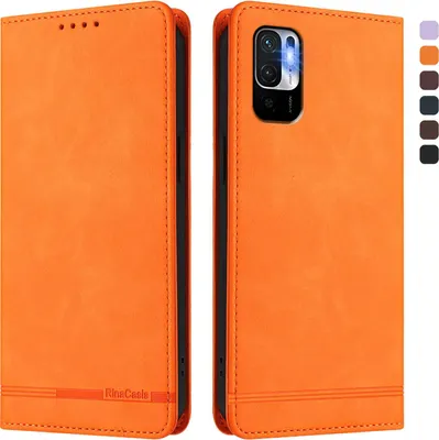 Image de Etui pour Xiaomi Poco M3 Pro/ Redmi Note 10 5G, étui rétro en cuirPolyuréthaneavec support et fentes pour cartes Orange