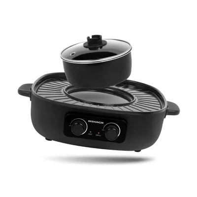 Produktbild von REISHUNGER Elektrischer Hot Pot mit Grillfunktion – für 2-4 Personen – 2 Liter Füllvolumen – Hot Pot mit Deckel