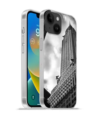 Produktbild von MuchoWow® Handyhülle Schutzhülle Hülle für Apple iPhone 14 - Softcase Chrysler Building in New York von unten nach oben in Schwarz-Weiß Silikon Softcase Handy Hülle - Mobiltelefonhülle