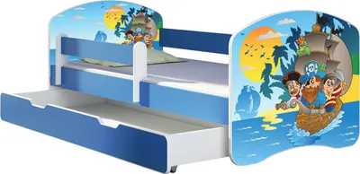 Immagine prodotto di ACMA letto per ragazzi letto junior completo di rete a doghe e protezione anticaduta blu 21 pirati 160x80 + rete