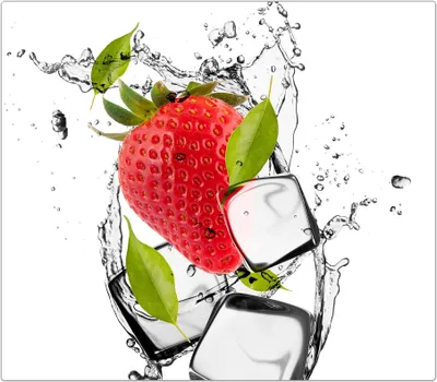Produktbild von Spritzschutz Herdabdeckplatte Schneidebrett aus Glas Erdbeere im Wassersplash 1-Teilig (60x52cm)