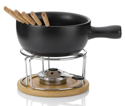 Produktbild von Kela Käsefondue-Set Natura Keramik schwarz 20,5cm 21,5cmØ 1l, 61306