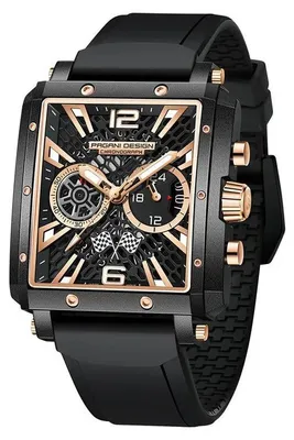 Produktbild von Herrenuhr Pagani Design Perseity, Quarz, Chronograph, Schwarz / Roségold