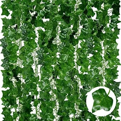 Produktbild von PolkaHome® Künstliche Efeugirlanden - 24er Pack 210 cm Länge - realistische Kunstranken für Zimmer, Gartenmauerdekoration innen und außen