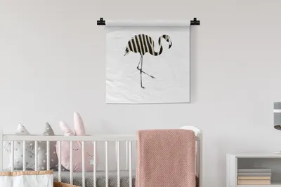 Produktbild von MuchoWow® Wandteppich Wandbehang Flamingo - Linie - Muster 60x60 cm Tapisserie Dekoration Wandtuch - Dekorationen - Wand Decke