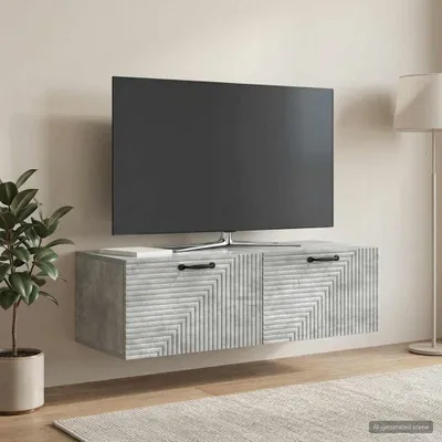 Zdjęcie produktu dla Maison Exclusive – szafka pod telewizor do montażu na ścianie, kolor betonowy, 98 x 41 x 30 cm